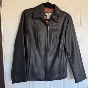 Covington lined black leather jacket coat - S 6/8